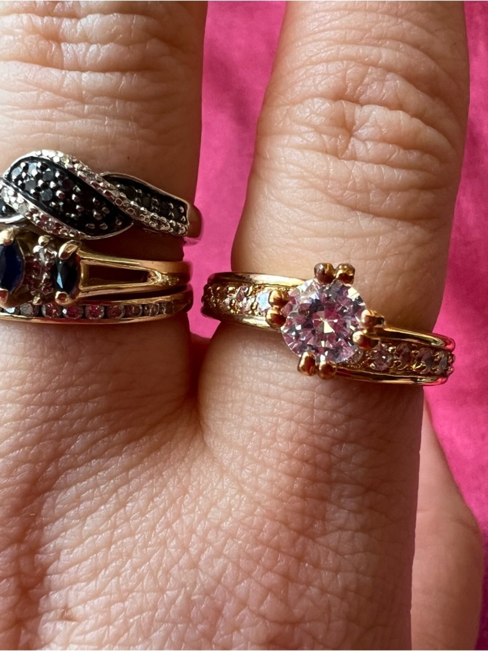 Gold-Tone CZ Solitaire Ring - Elegant Women's Jewelry